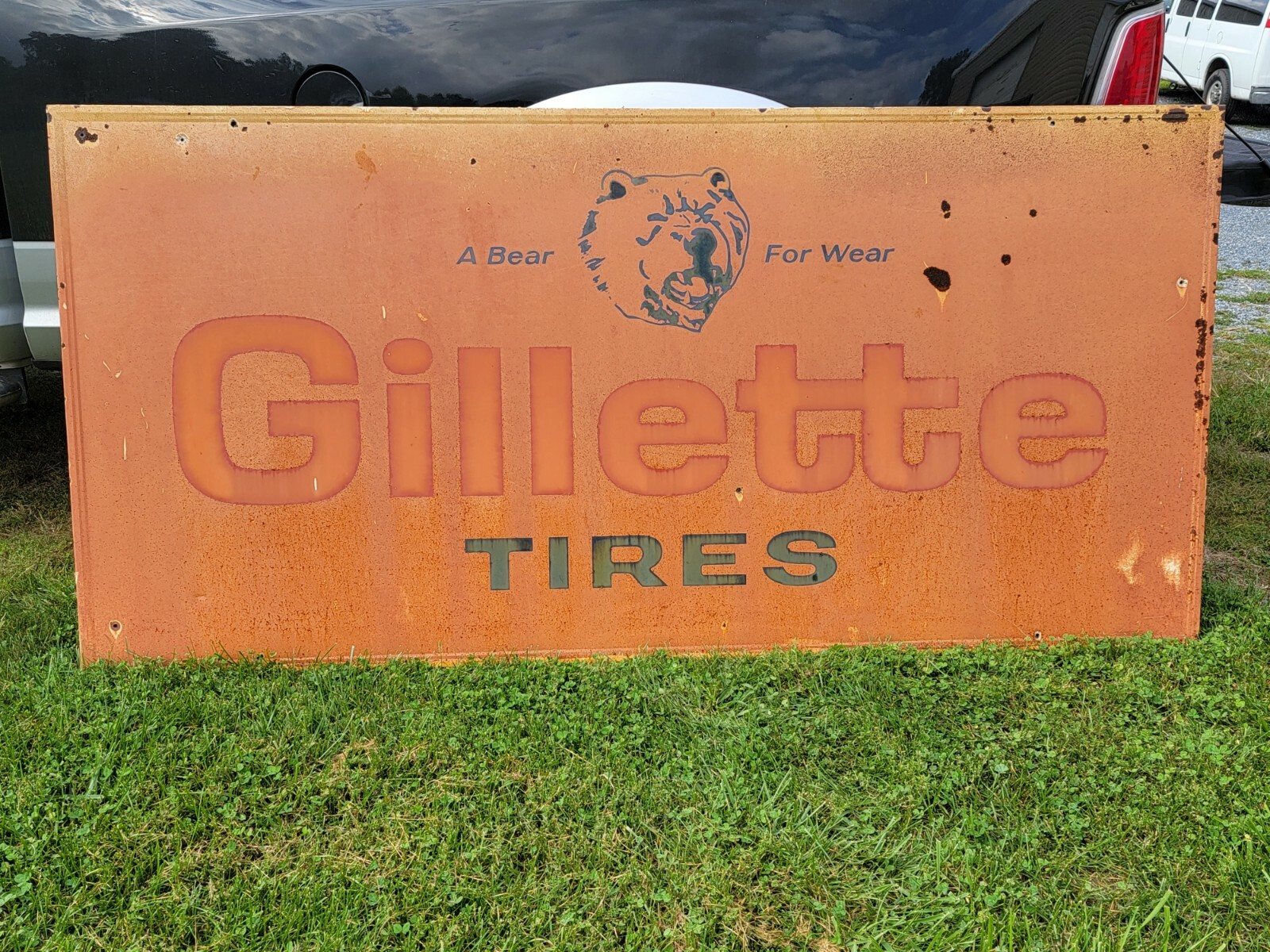 Rare Vintage Original Gillette TIRE Metal Advertising Display Sign Large