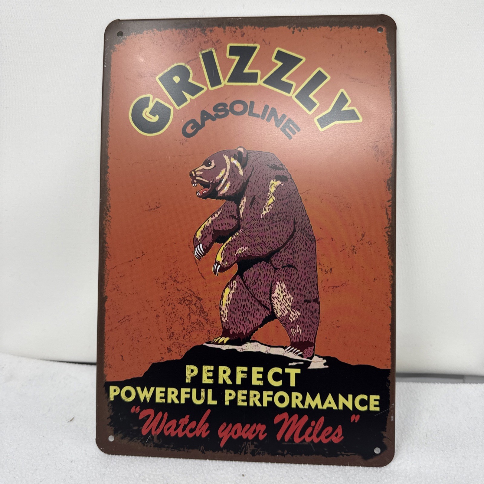 Metal Sign 7 3/4″ x 11 3/4″ Gas Station Oil Grizzly Gasoline