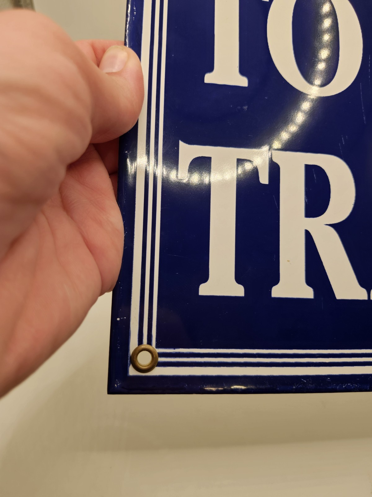 Vintage To The Trains Railroad Sign – Directional Railway Station Porcelain Sign