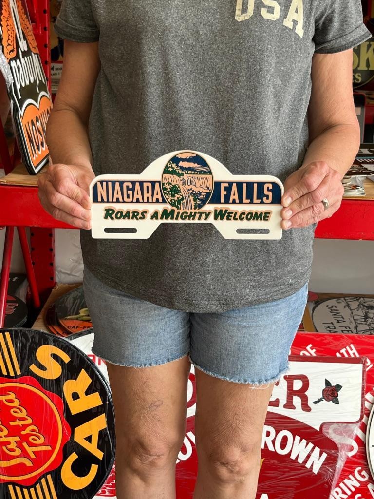 Vintage Style Metal License Plate Topper Niagara Falls NOT Porcelain Made USA
