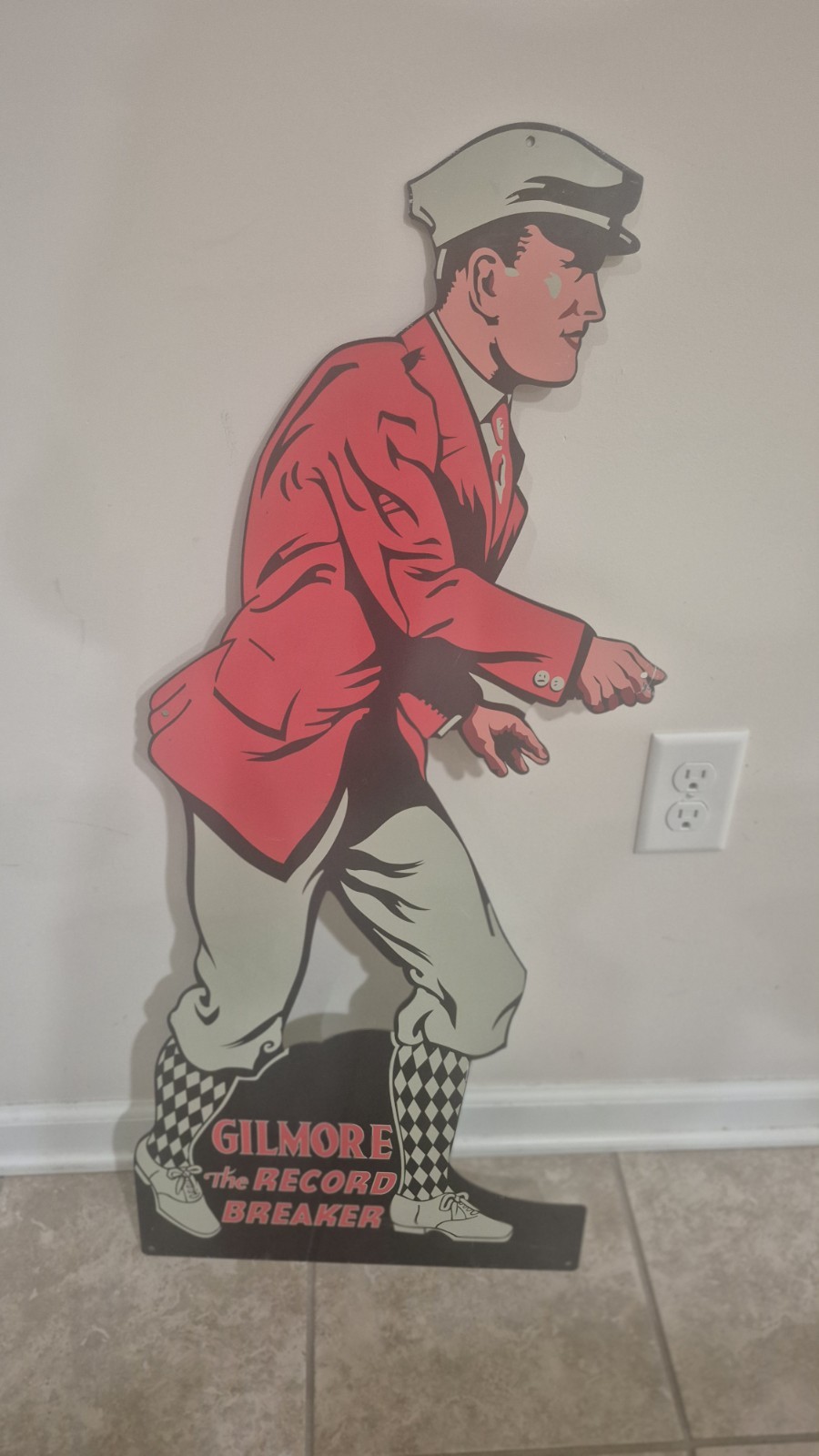 36″ Gilmore Gas Oil “The Record Breaker” Sign Gasoline Oil Advertising Repro