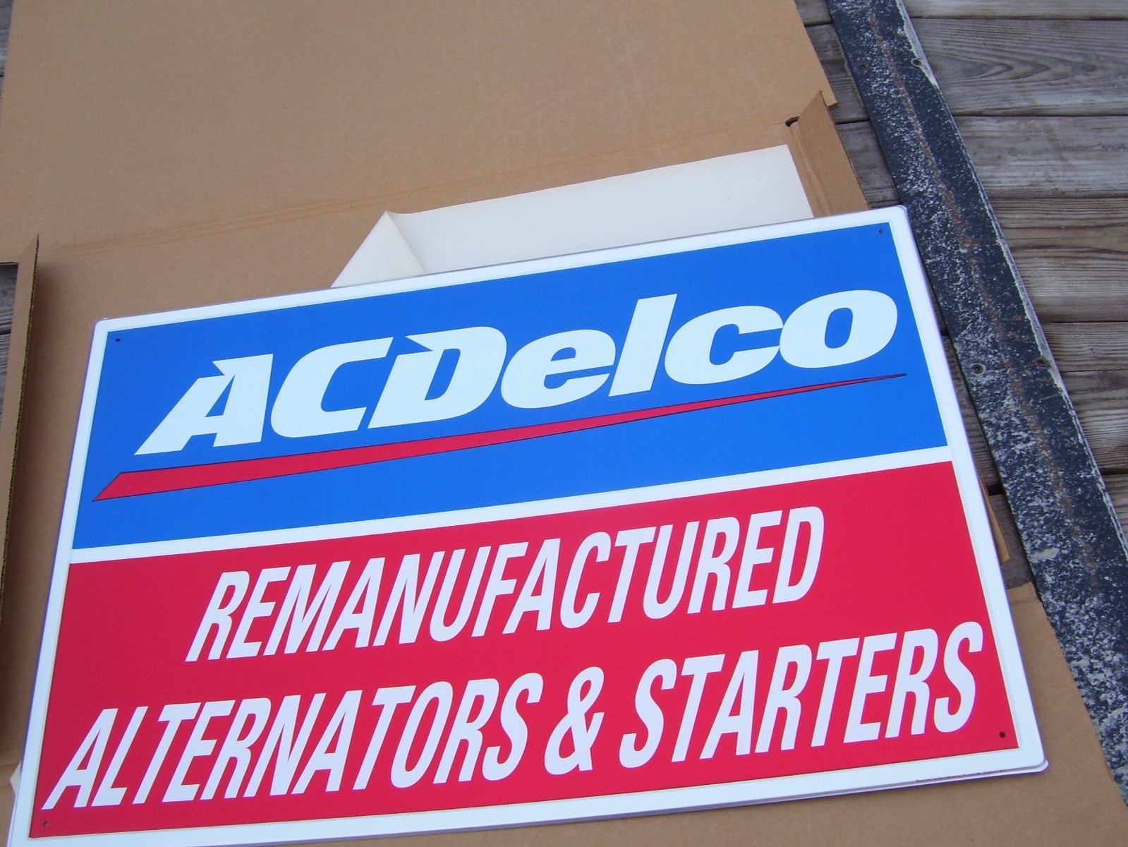 ORIGINAL AC TIN GM NOS SIGN CHEVROLET DEALERSHIP DEALER DELCO MANCAVE OIL