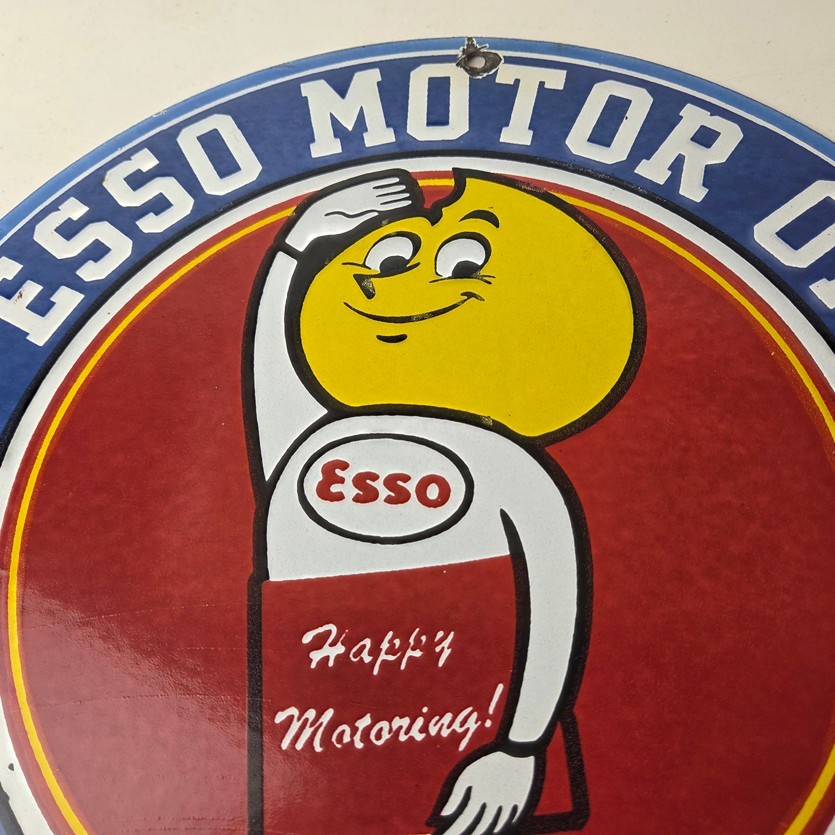 Vintage Esso Gasoline Sign – Gas Service Station Auto Oil Drop Porcelain Sign