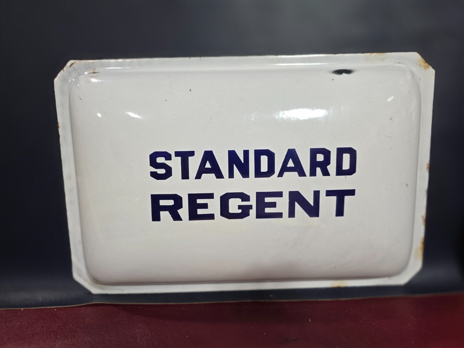 VINTAGE STANDERD REGENT PORCELAIN ENAMEL SIGN PART?