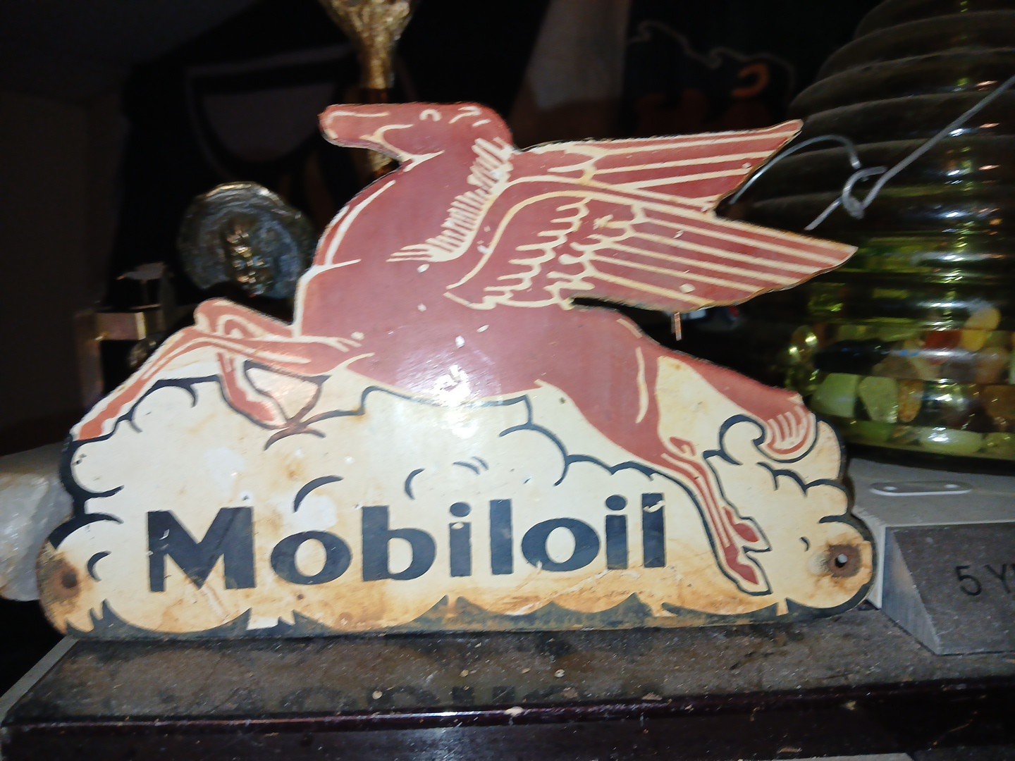 VINTAGE MOBIL 8″ PORCELAIN SIGN OLD GAS PUMP PLATE OIL SERVICE STATION PEGASUS