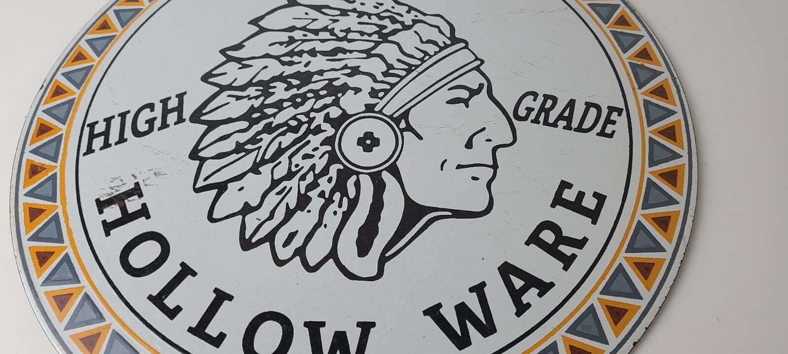 Vintage Wapak Hollow Ware Gasoline Sign – Indian Chief Gas Pump Porcelain Sign