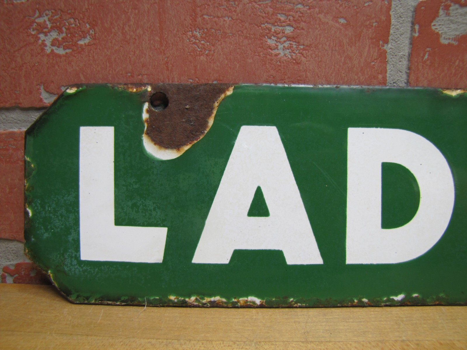 LADIES Old Double Sided Porcelain Gas Station Advertising Sign Texaco Sinclair