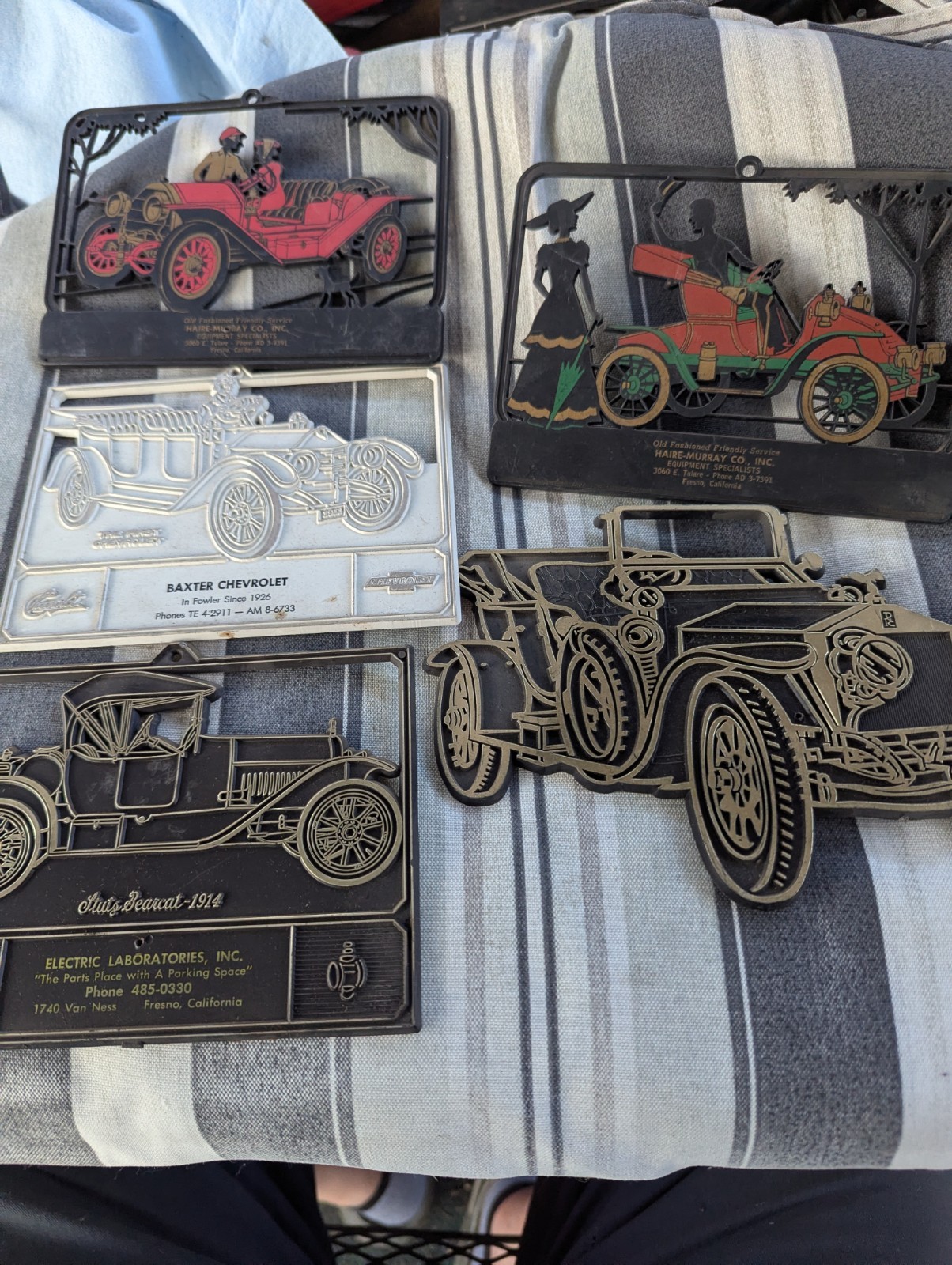 VTG Lot of Silhouette Promo Plastic Gas Auto Signs Fresno, California 4×6 Lot 2