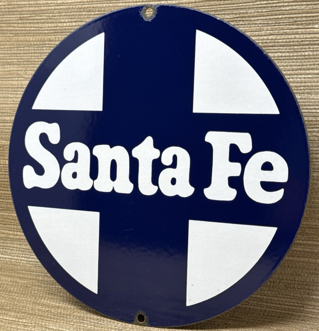 VINTAGE SANTA FE CHIEF PORCELAIN SIGN TRAIN STATION FREIGHT RAIL ROAD GAS OIL
