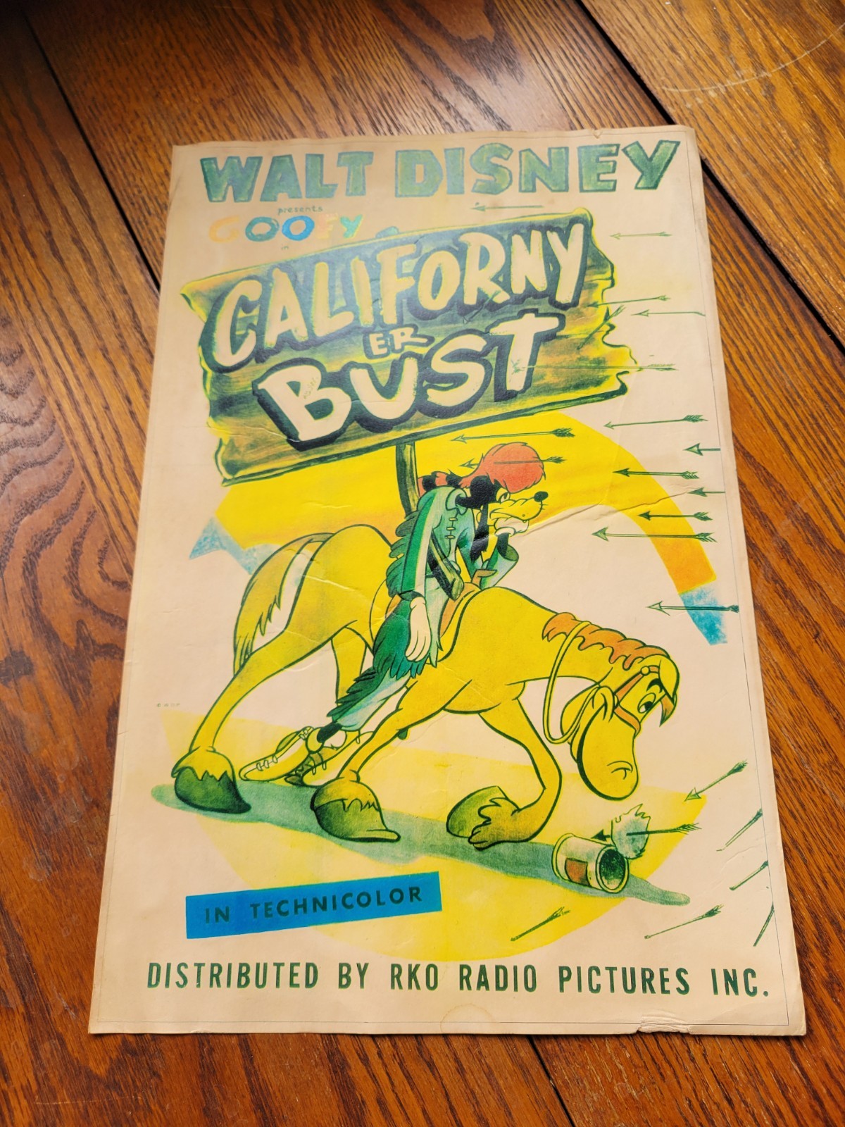 Vintage DISNEY MOVIE Poster cartoon lobby theater room GOOFY California Desert