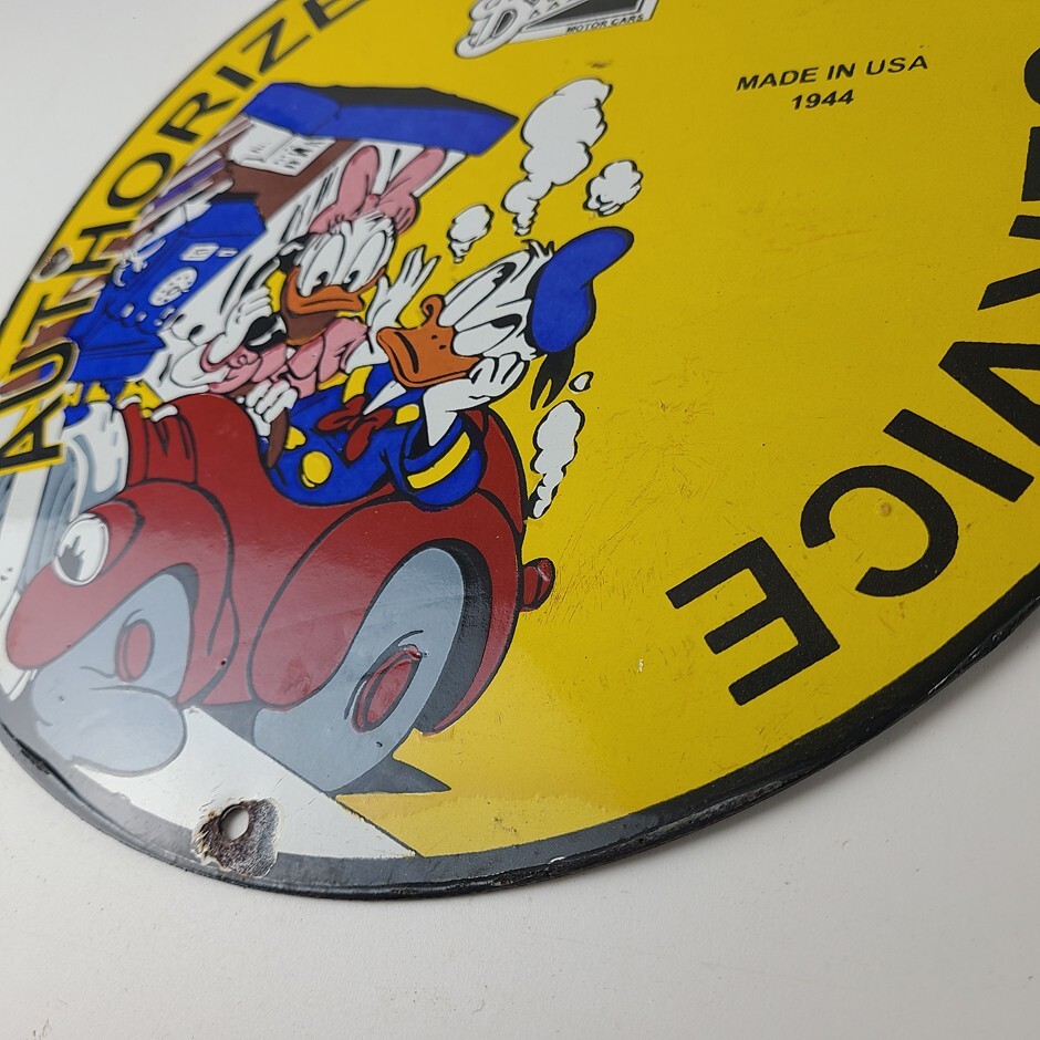 Vintage Buick Automobiles Sign – Donald Duck Porcelain Auto Gas Pump Sign