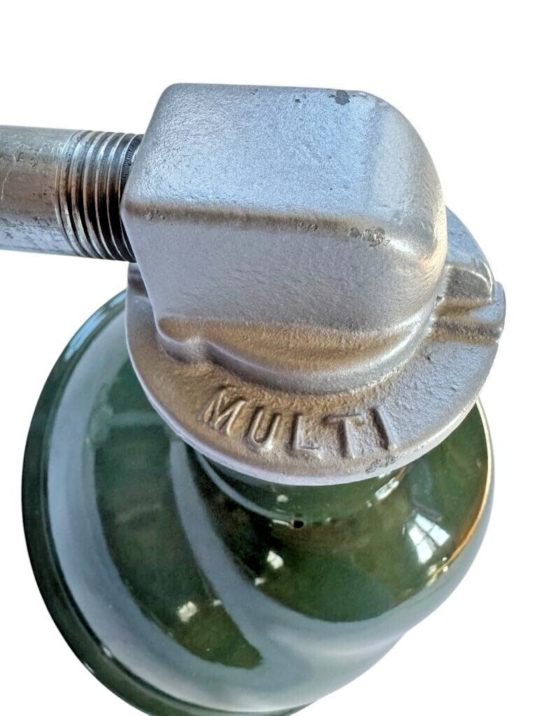 1930’s Multi 8″ Green Porcelain Industrial Sign Gas Station Vintage Pole Light