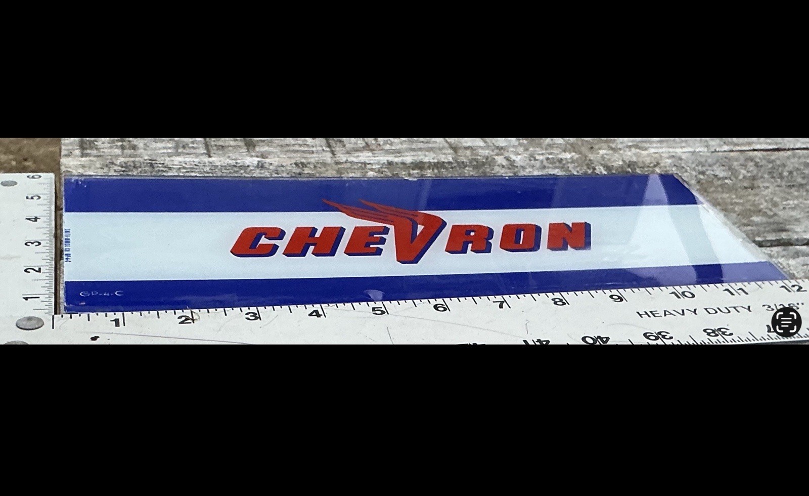Original CHEVRON Gas Pump Advertising GLASS SLIDE IN Good Condition Smith-Morse