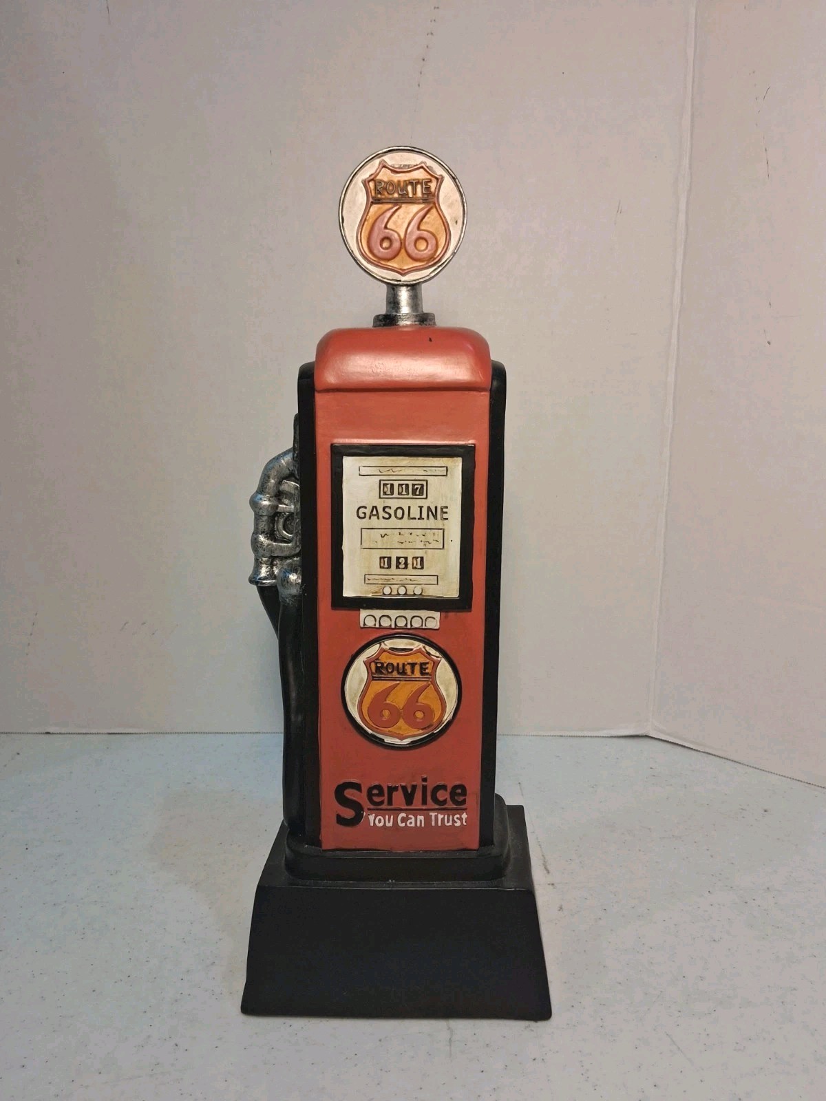 Route 66 Gas Pump Statue; Resin; Retro/Garage/Man Cave “Decor 11” Brand; NOOB