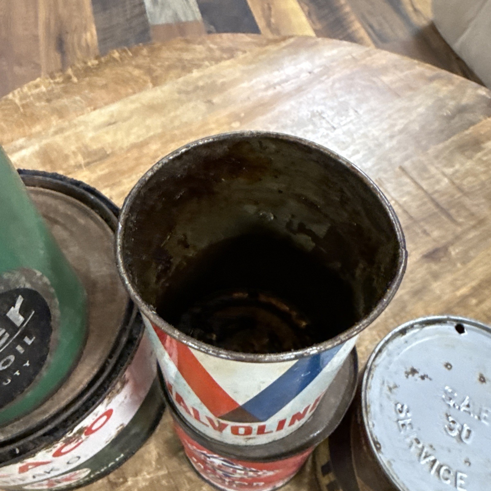 5 PIECE VINTAGE OIL COLLECTION -VALVOLINE – TEXACO-SKELLY- CONOCO- Empty