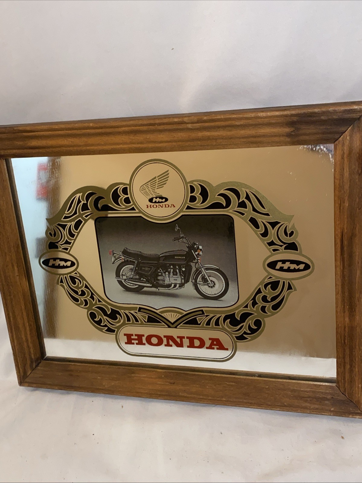 Vintage Honda Goldwing Motorcycle Advertising Mirror Sign 12.5”x9.5”