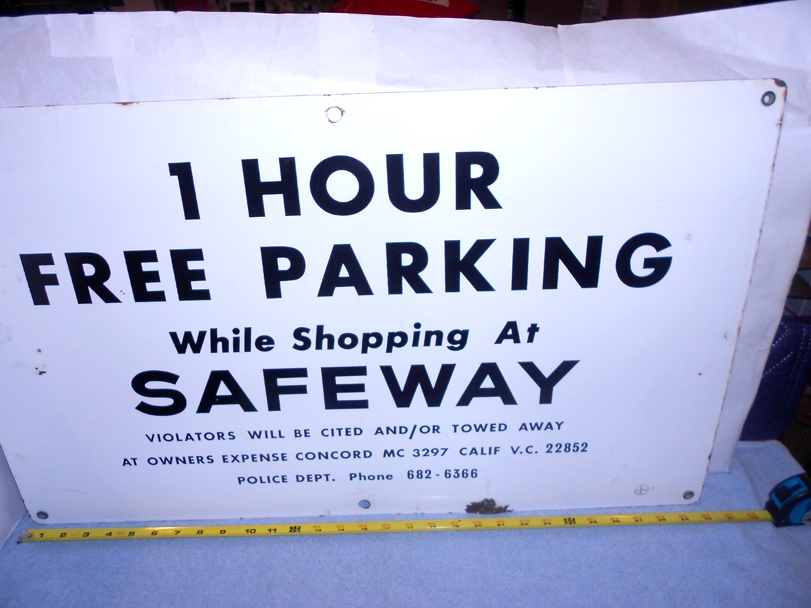 VINTAGE CALIFORNIA SAFEWAY GROCERY-FOOD STORE ADV SIGNS PORCELAIN 30×18 in -X137