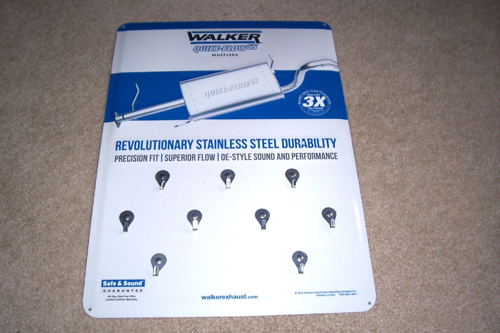 Walker Quiet-Flow Mufflers Key Holder Metal Tin Sign