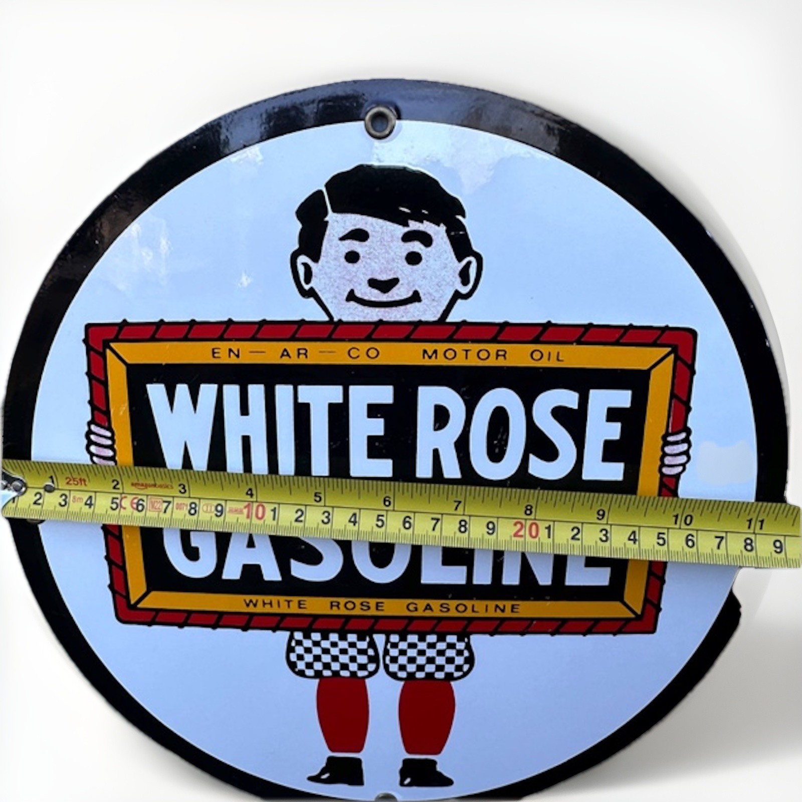 WHITE ROSE GASOLINE & OIL PORCELAIN ENAMEL SIGN 30″ SSP.