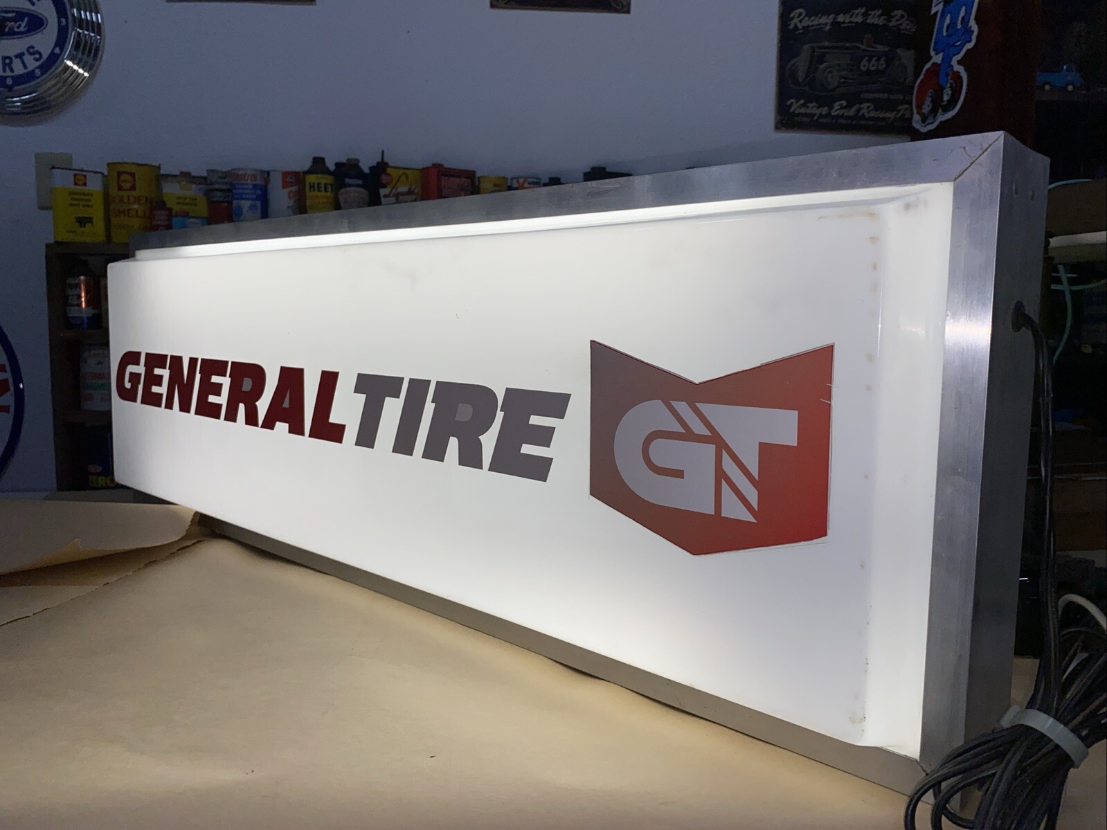 General Tire Dealer Lighted Sign Double Sided Check Out The Pics 2 Sided