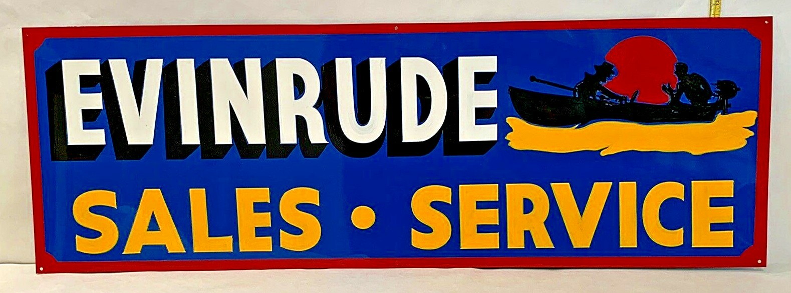 36” Vintage Hand Painted Evinrude Boat Parts Service Shop Sign Fishing Gas Oil