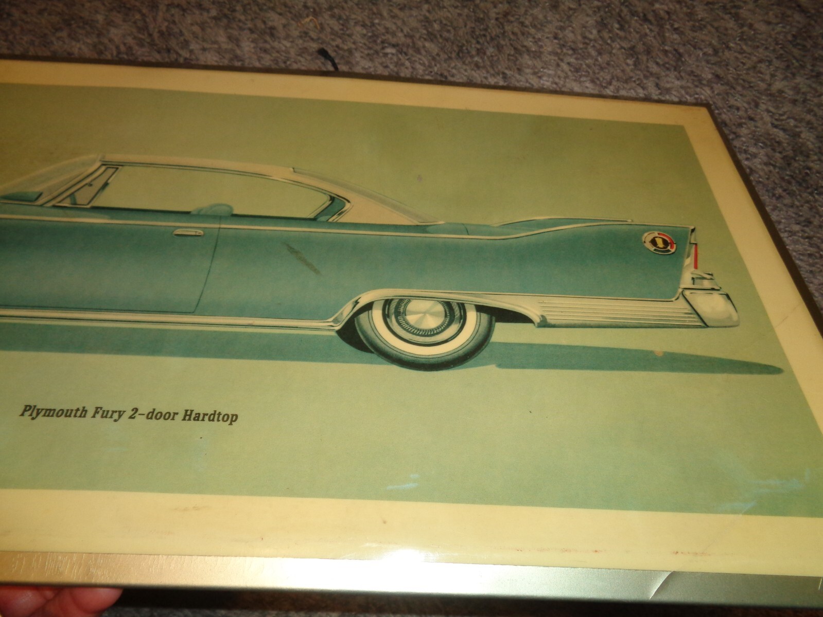 1960 PLYMOUTH FURY DEALERSHIP SHOWROOM DISPLAY TIN OVER CARDBOARD VINTAGE 24X12