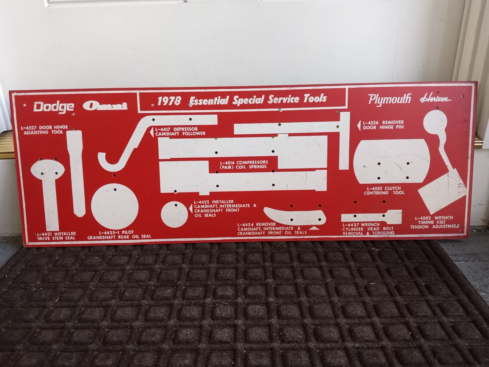 Dodge Omni Plymouth Horizon Auto Shop Display Sign 1978 Special Service Tools
