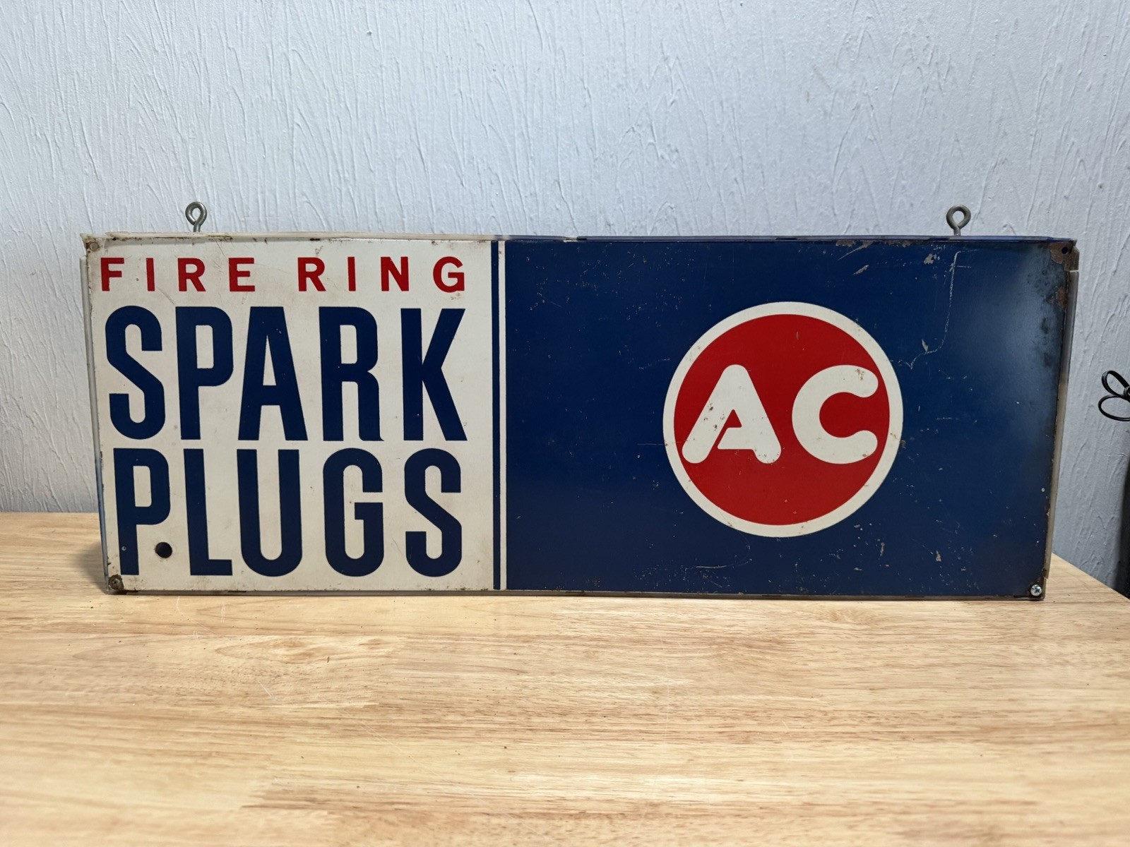 Vintage AC DELCO Fire Ring Spark Plugs Lighted Clock/Sign – Shell Only
