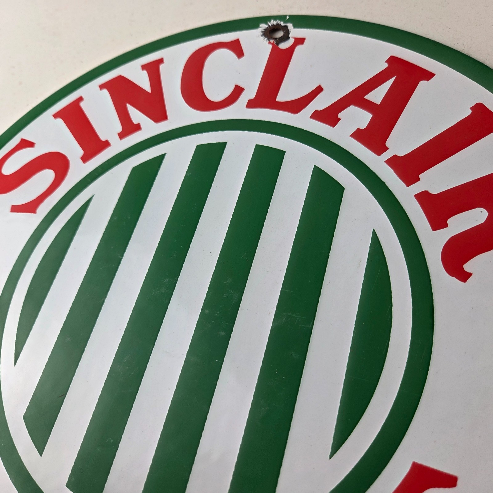 Vintage Sinclair Gasoline Porcelain – Service Station Gas Pump Plate Sign