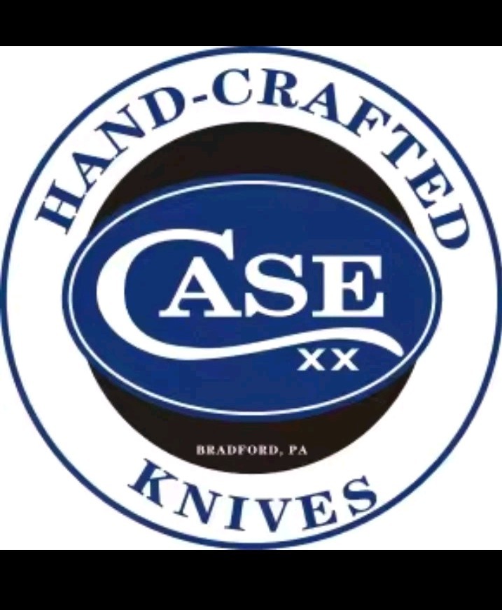Case Hand Crafted Knives Cutlery Vintage Style Round Aluminum Metal Sign Blue