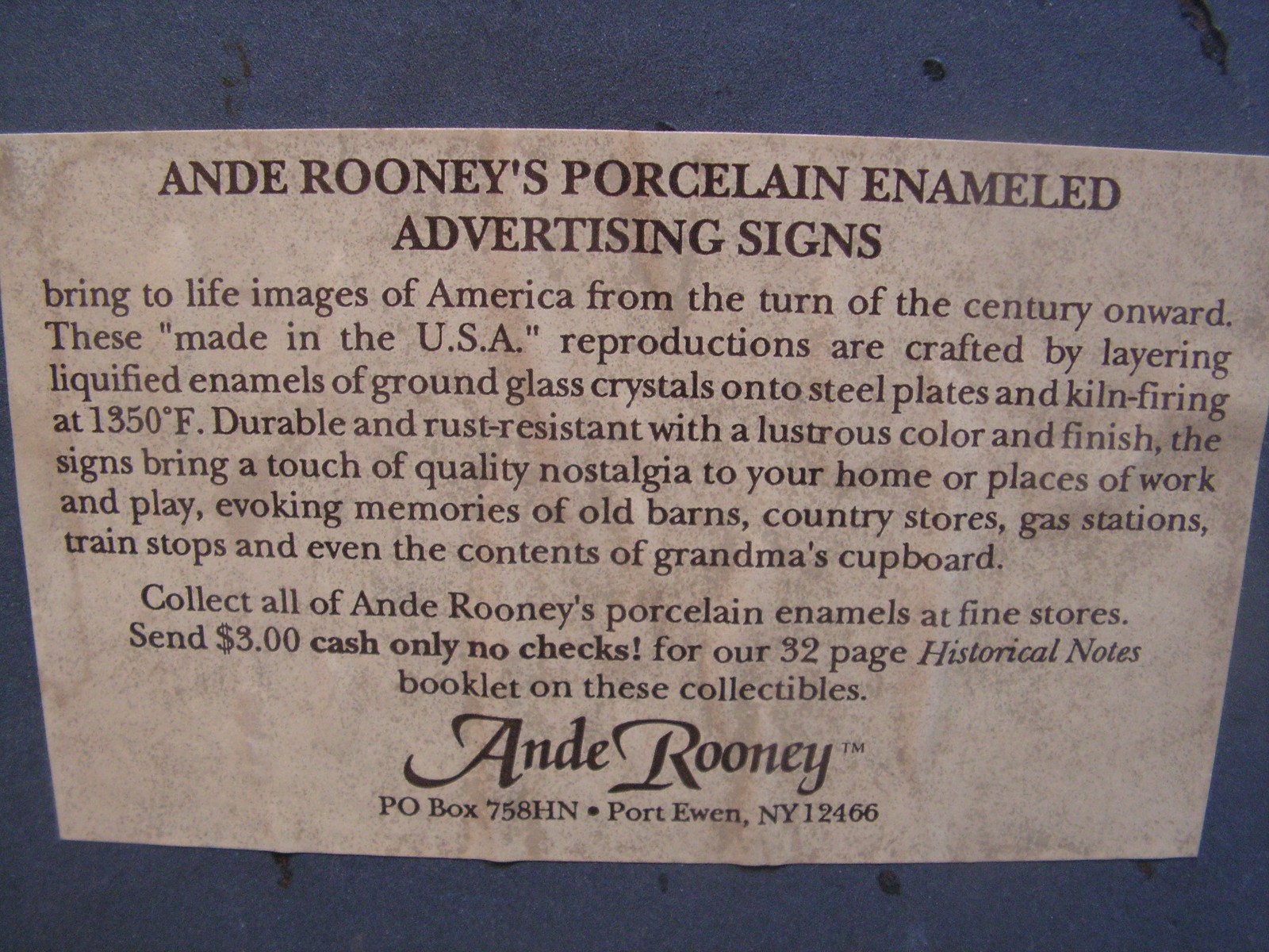 Vintage Chevrolet Corvette porcelain sign 11 1/4″ Andy Rooney. NICE!