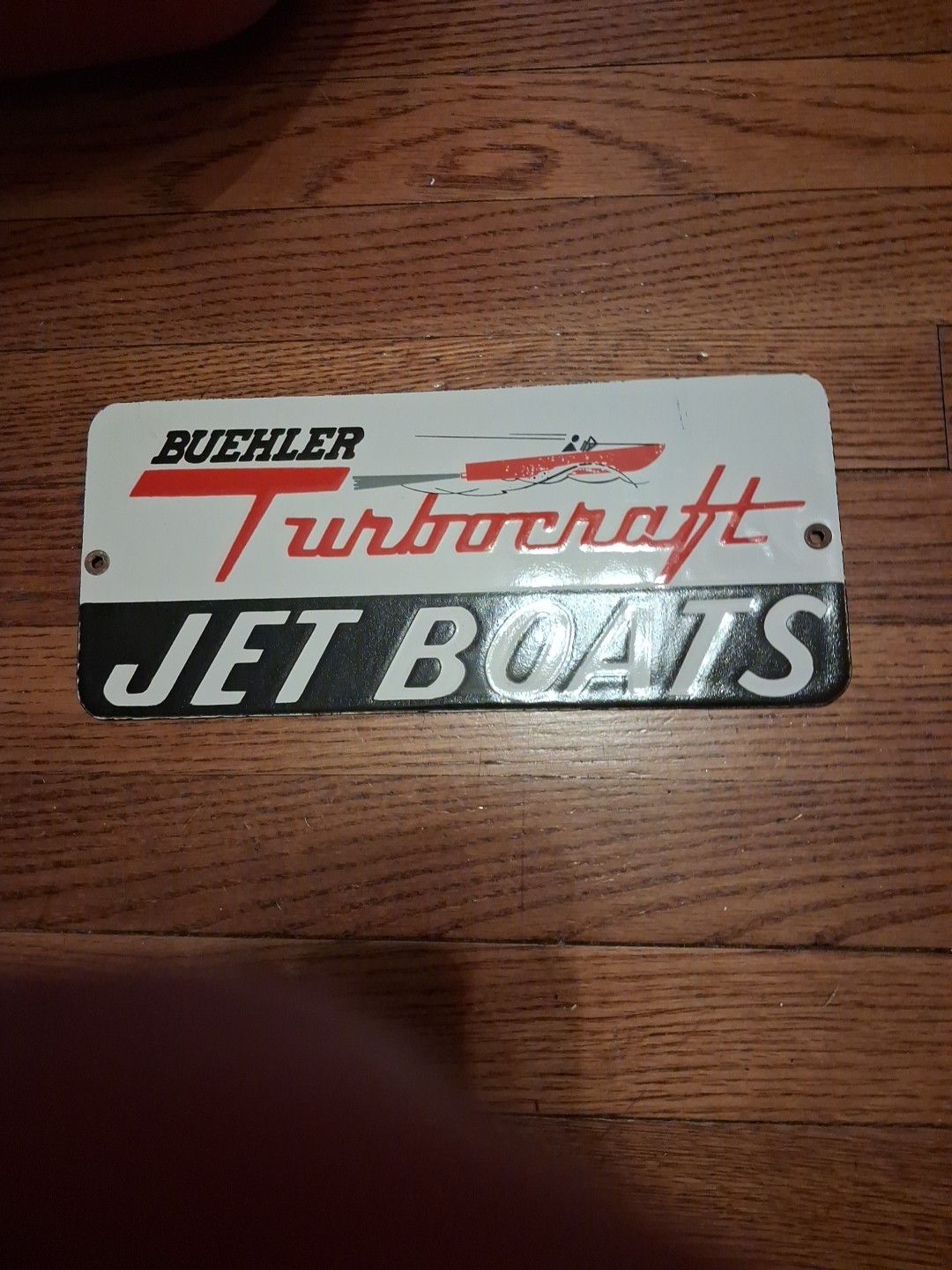 VINTAGE BUEHLER TURBOCRAFT JET BOAT MOTOR PORCELAIN SIGN CAR GAS AUTO OIL