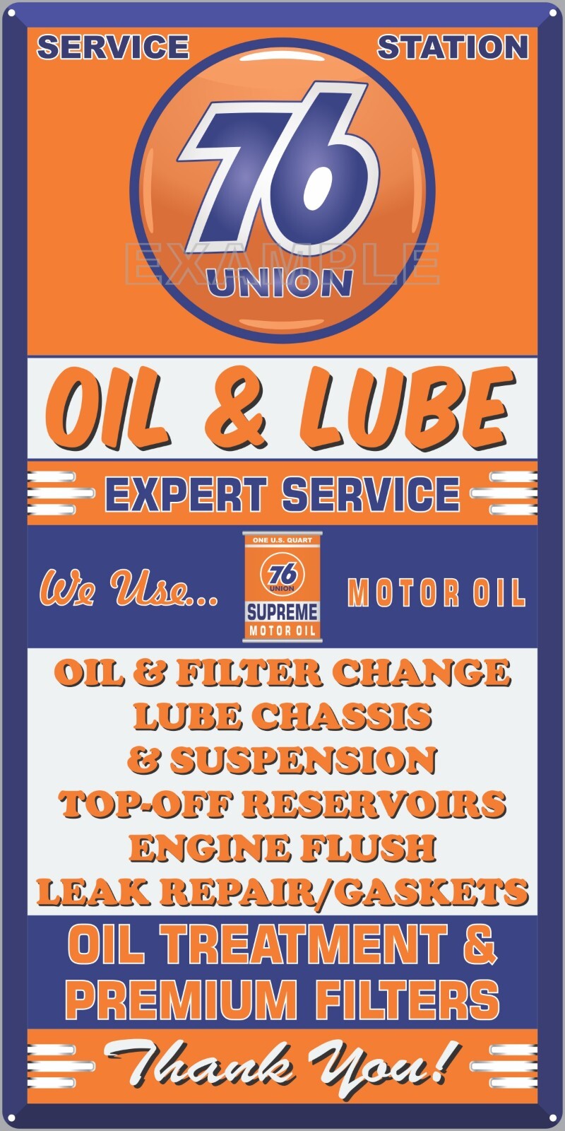 UNION 76 LUBE OIL CHANGE SERVICE GAS STATION SIGN REMAKE ALUMINUM SIZE OPTIONS