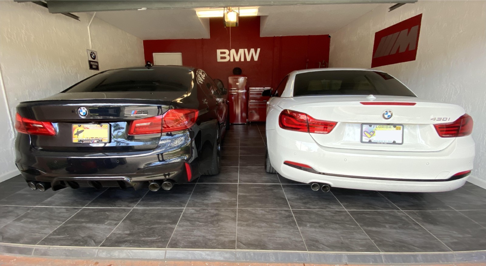 BMW Garage Sign 4 1/2 Feet Long Brushed Silver