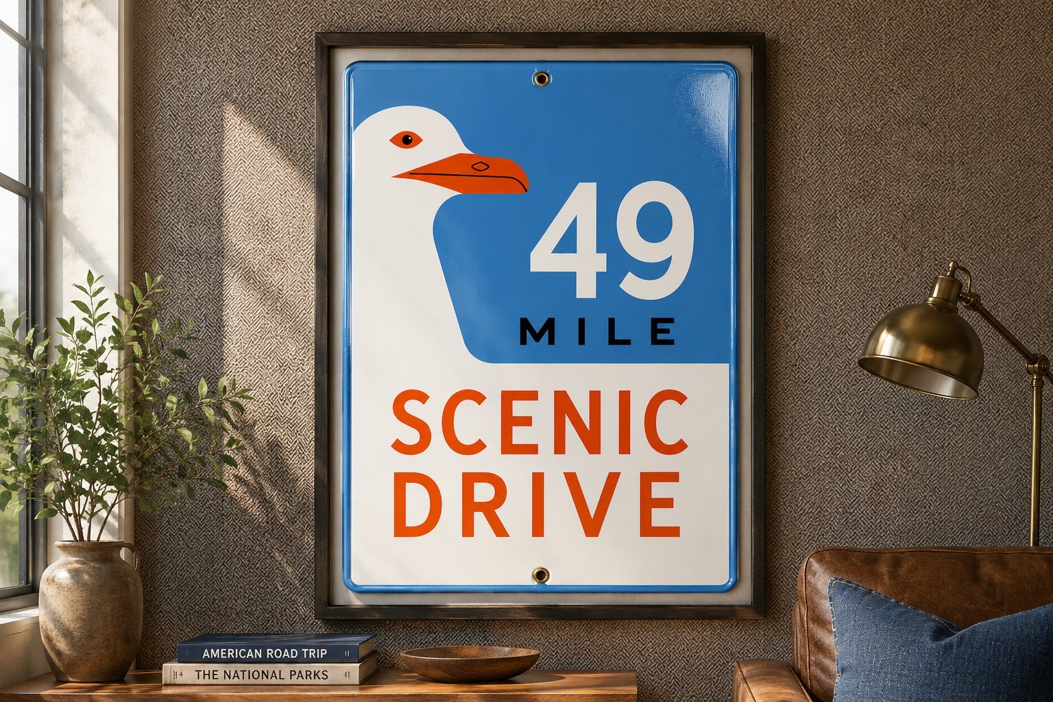 49 Mile Scenic Drive Goose Porcelain Style Art Print 24×36 | Realistic…