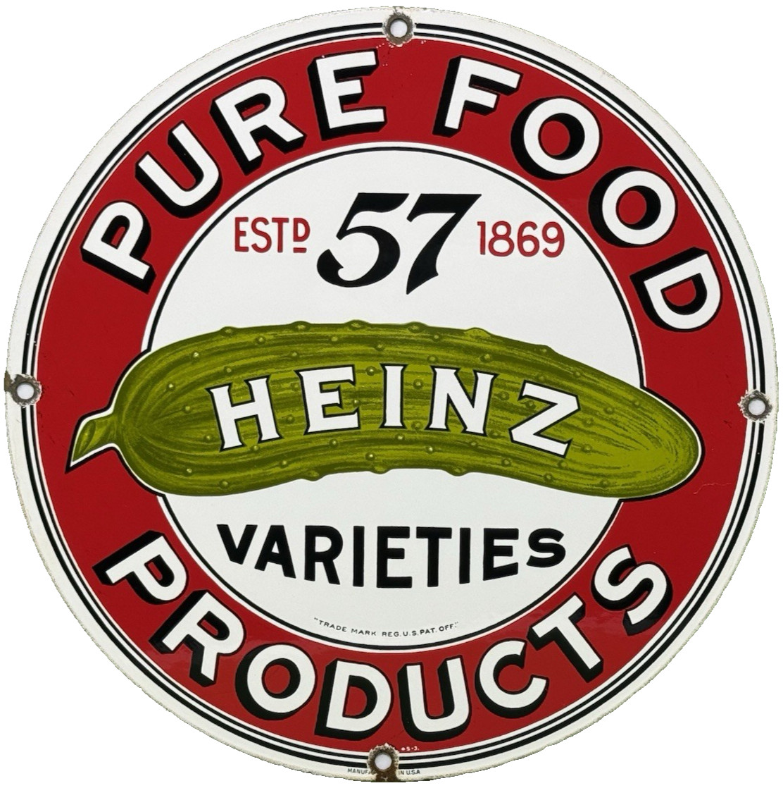 VINTAGE HEINZ 57 PORCELAIN SIGN KETCHUP MUSTARD RELISH HOT DOG BASEBALL DINER