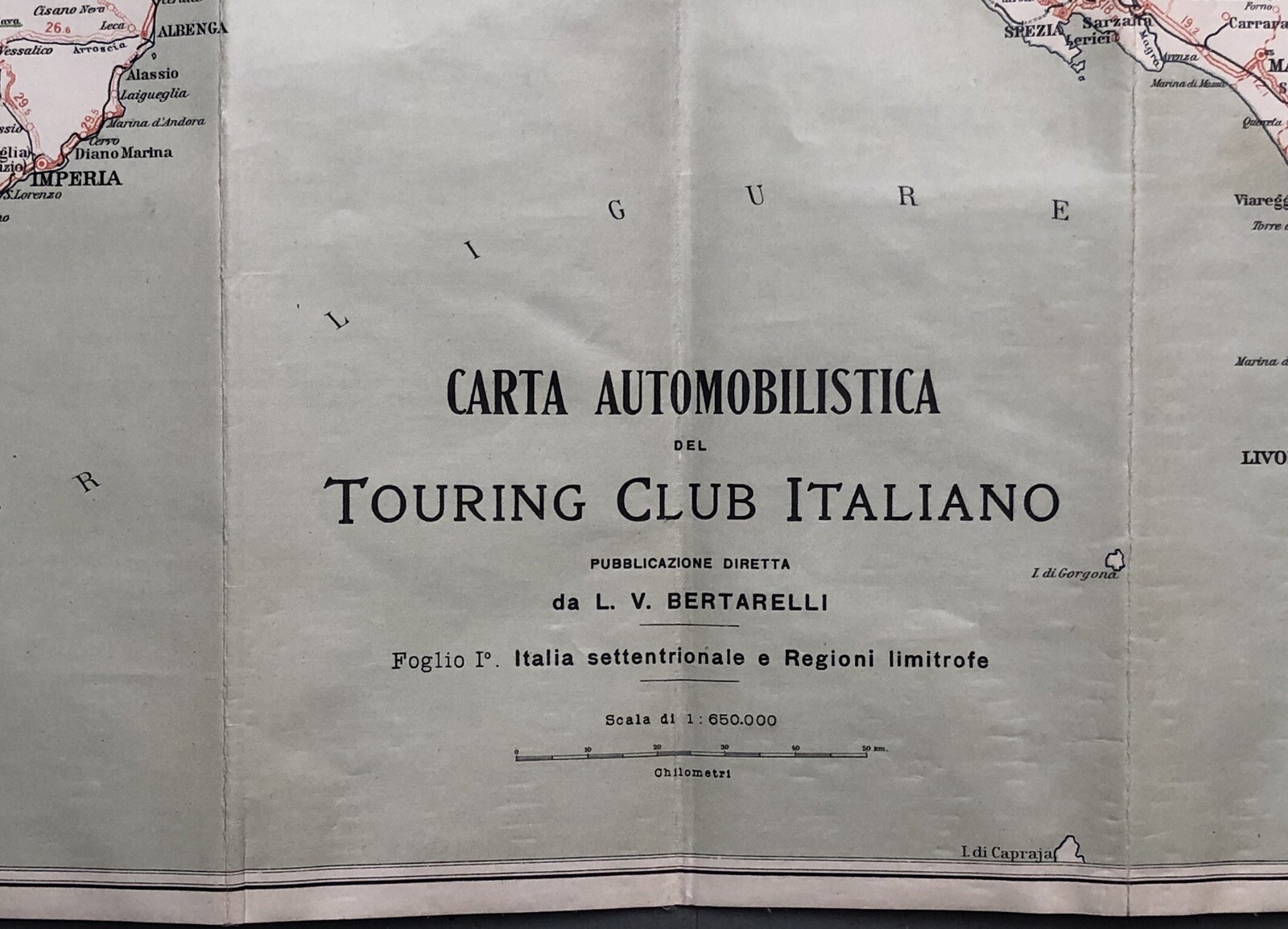 Rare Early Italy Automobile Auto Travel Map Gas Pump Oil Michelin Dunlop Tires