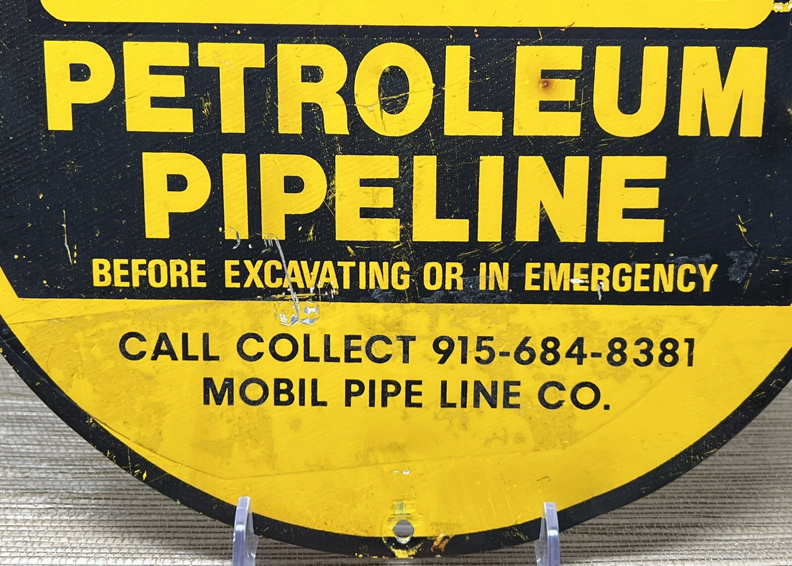 VINTAGE MOBIL PIPELINE SIGN GAS STATION MOTOR OIL PUMP PETROLEUM GASOLINE DIG