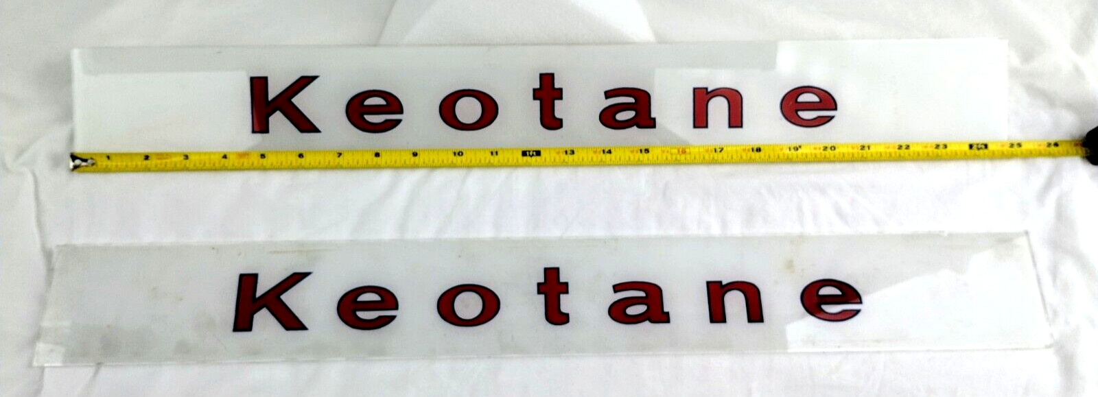Original Vintage Skelly Gasoline Keotane Ad Glass Pair Pump Sign 24 7/8”X3 1/8”