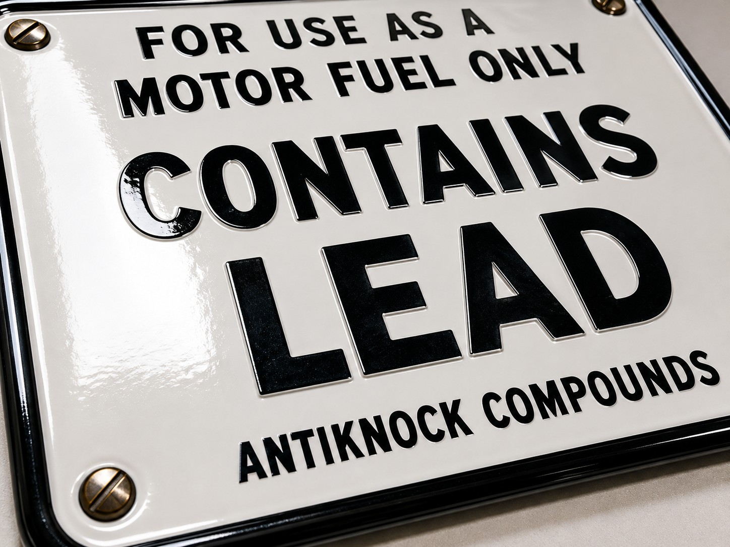 Vintage Contains Lead Gas Pump Sign Print | Porcelain Enamel Wall Art | 18×24…
