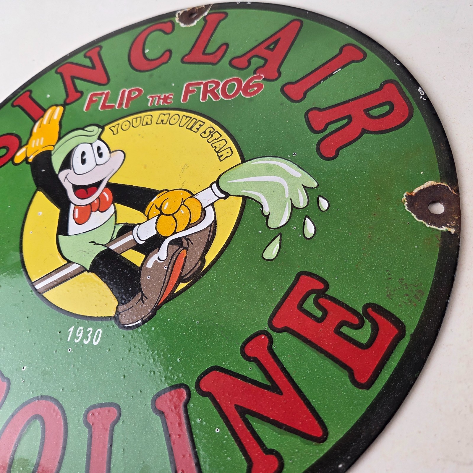 Vintage Sinclair Gasoline Sign – Jiminy Cricket Disney Porcelain Gas Pump Sign