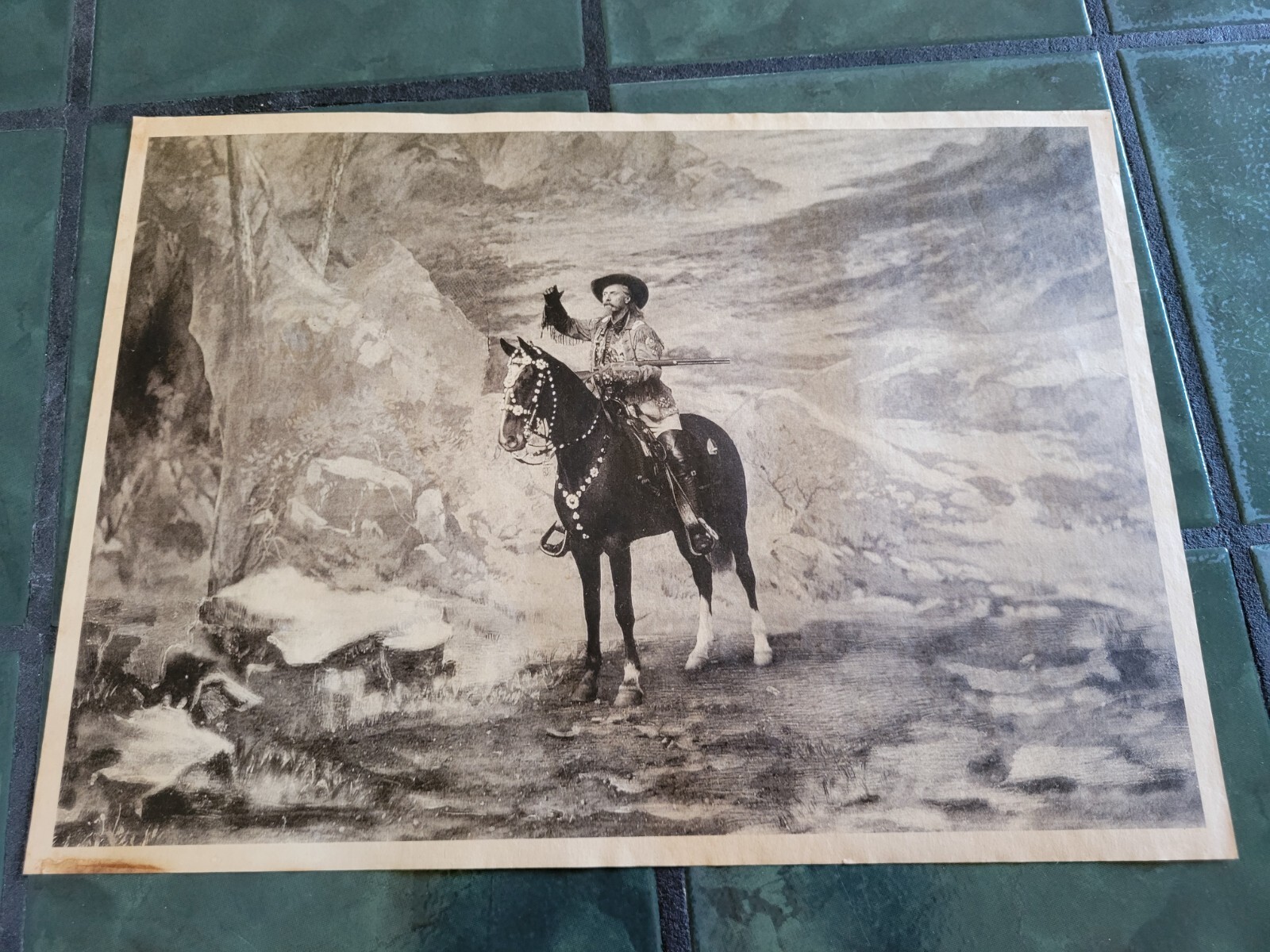 Vintage BUFFALO BILL cowboy deadwood western horse rodeo poster sign print