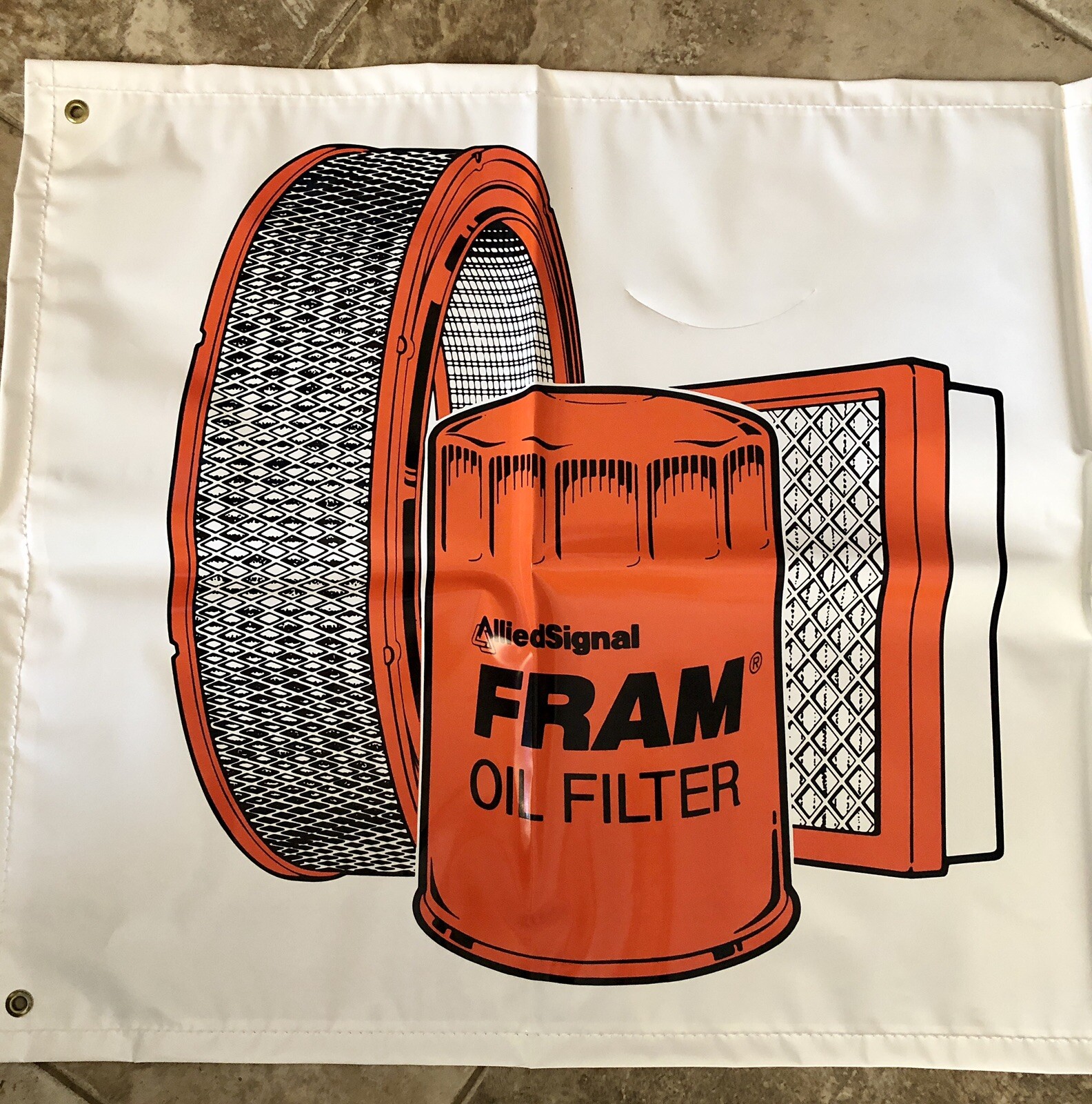 NOS Fram Oil Advertising Banner Sign “Pay A Little Now Instead Of A Lot Later”