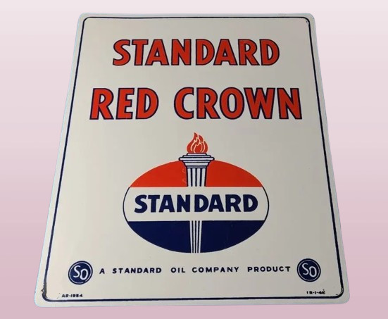 Red Crown Gasoline Rare Porcelain Enamal Heavy Metal 15 x 12 inches Double Side