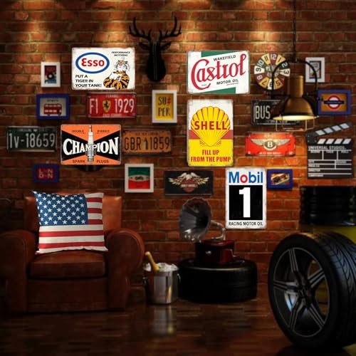Vintage Metal Tin Signs Garage Signs, Man Cave Accessories Old Car Posters Motor