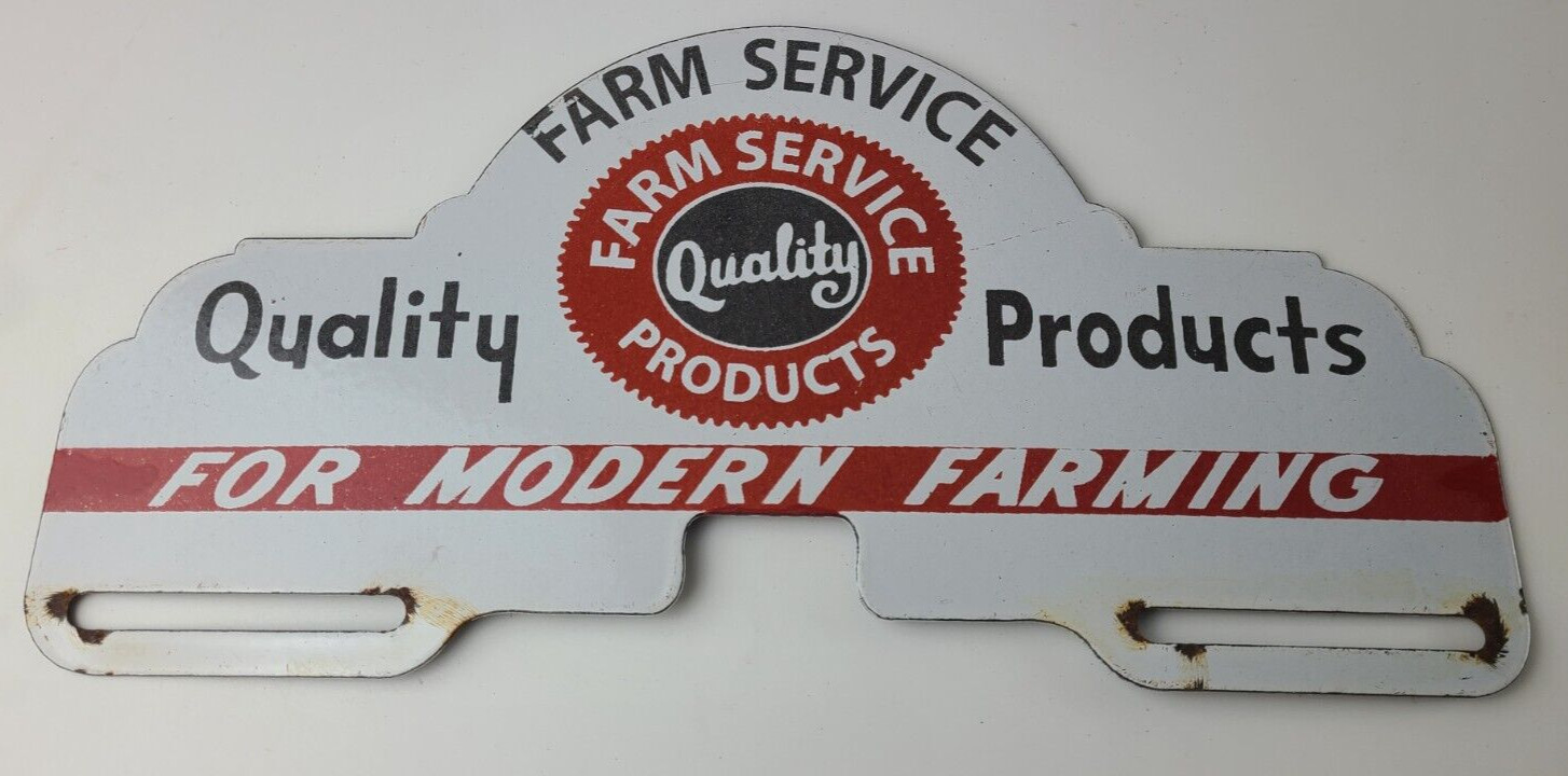 Vintage Farm Sign Topper – Gas Tractor Auto Car Porcelain License Plate Topper