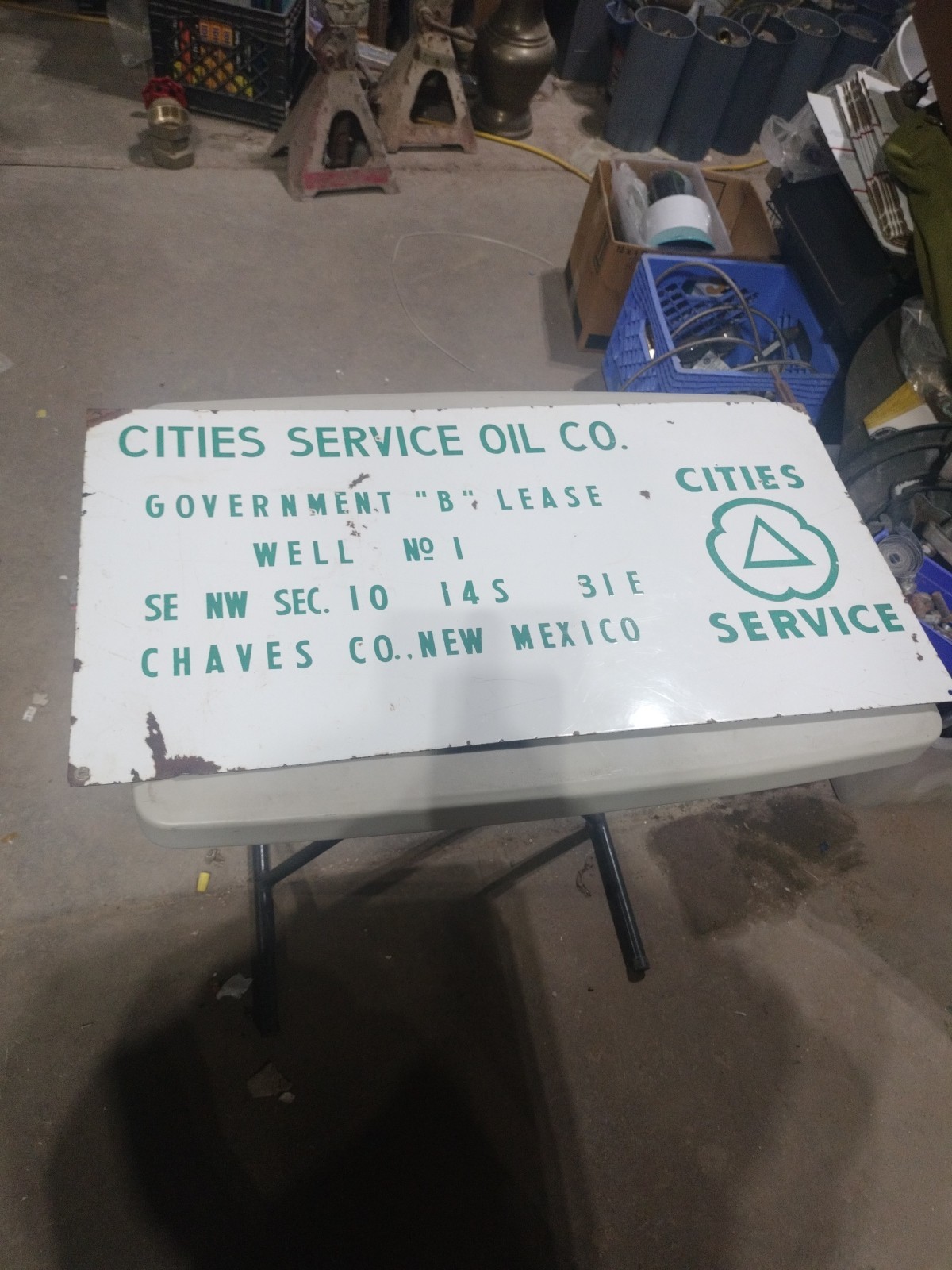 Vintage PORCELAIN CITIES SERVICE OIL CO. SIGN-28.5″X 14 3/4″-NOT A REPOP-REAL