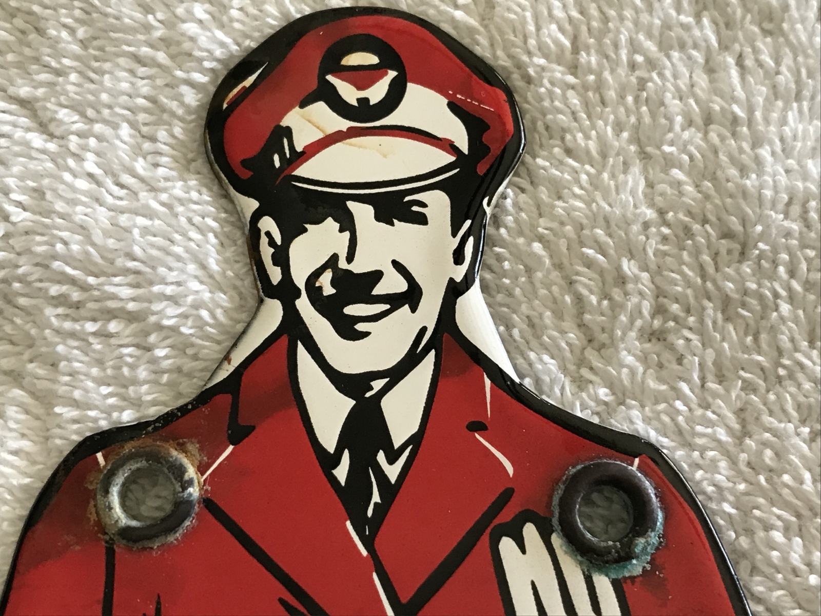 QUINCY GASOLINE, INDEPENDENT OIL, PORCELAIN DIE CUT SIGN