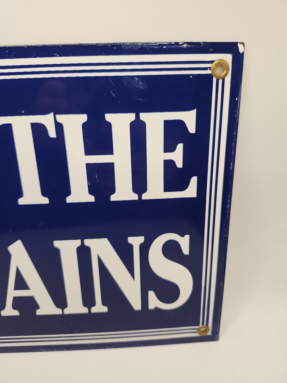Vintage To The Trains Railroad Sign – Directional Railway Station Porcelain Sign