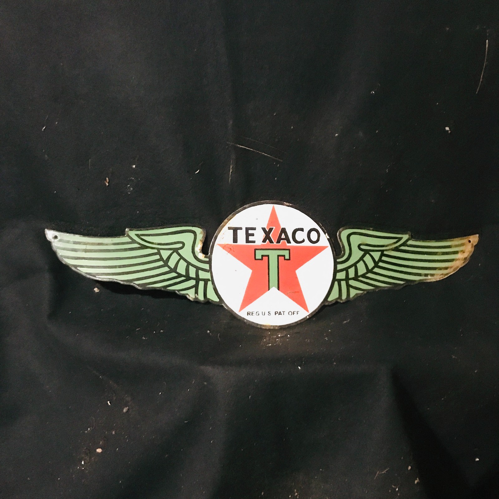 RARE TEXACO AVIATION GAS STATION PORCELAIN ENAMEL SIGN 30 X 9 IN SS